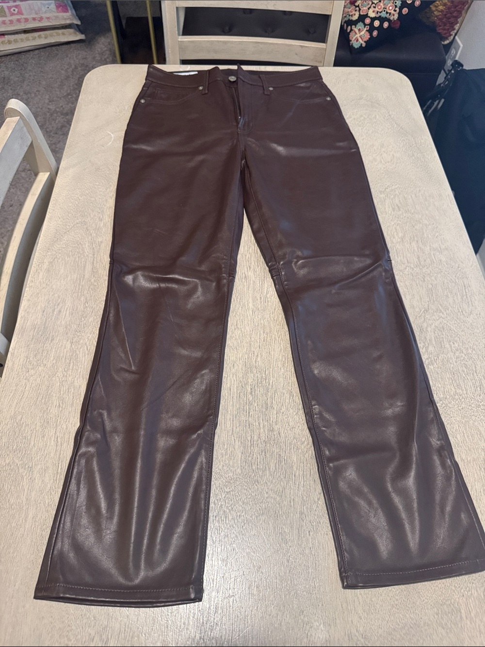 GAP Faux Leather Vintage Slim Pants in Dark Brown